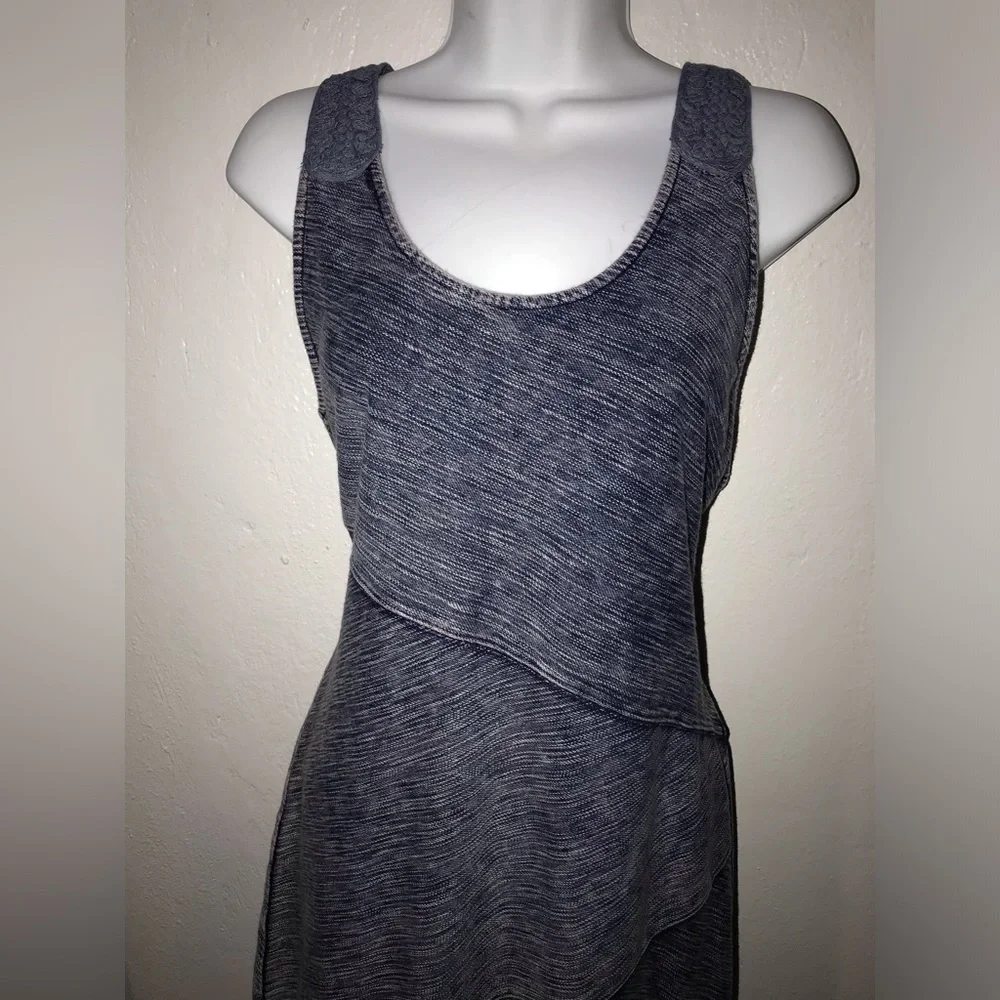 Free People (Size Large) Bodycon Mini Dress Blue/Pink, Thick Knit Floral Straps